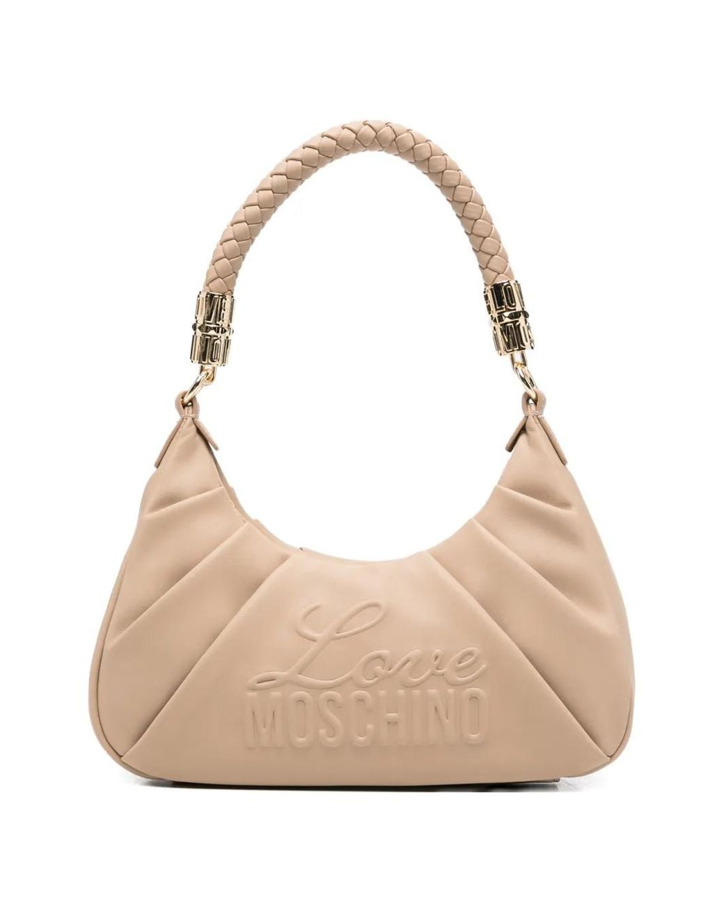 Love Moschino Natural Embossed-Logo Shoulder Bag