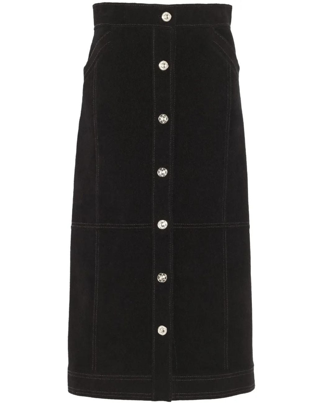 Barrie Black High-Waisted Midi Skirt