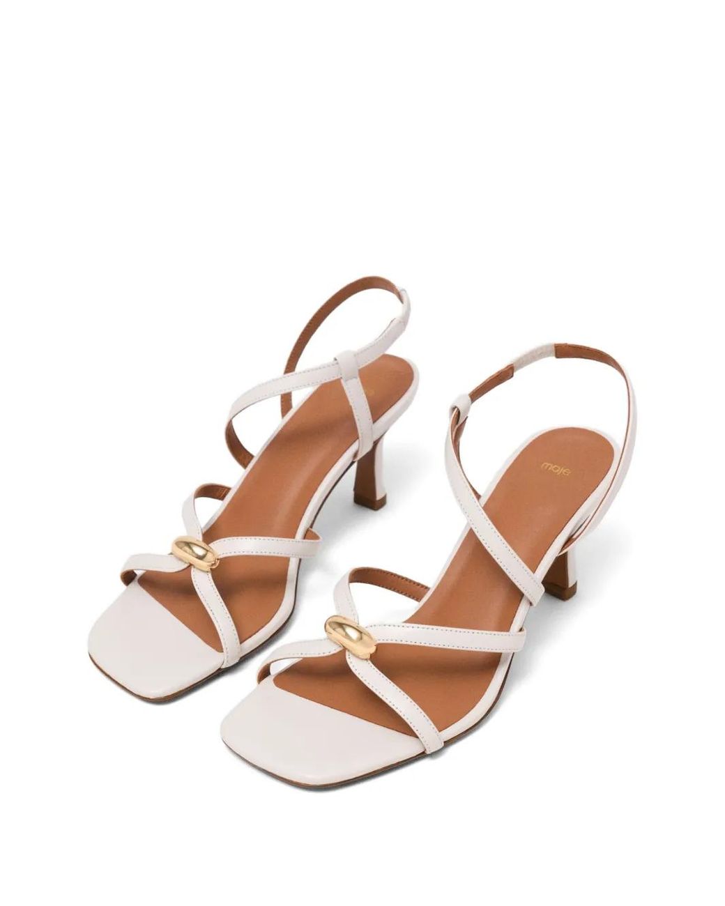 Maje White Bead-Embellished Heeled Sandals