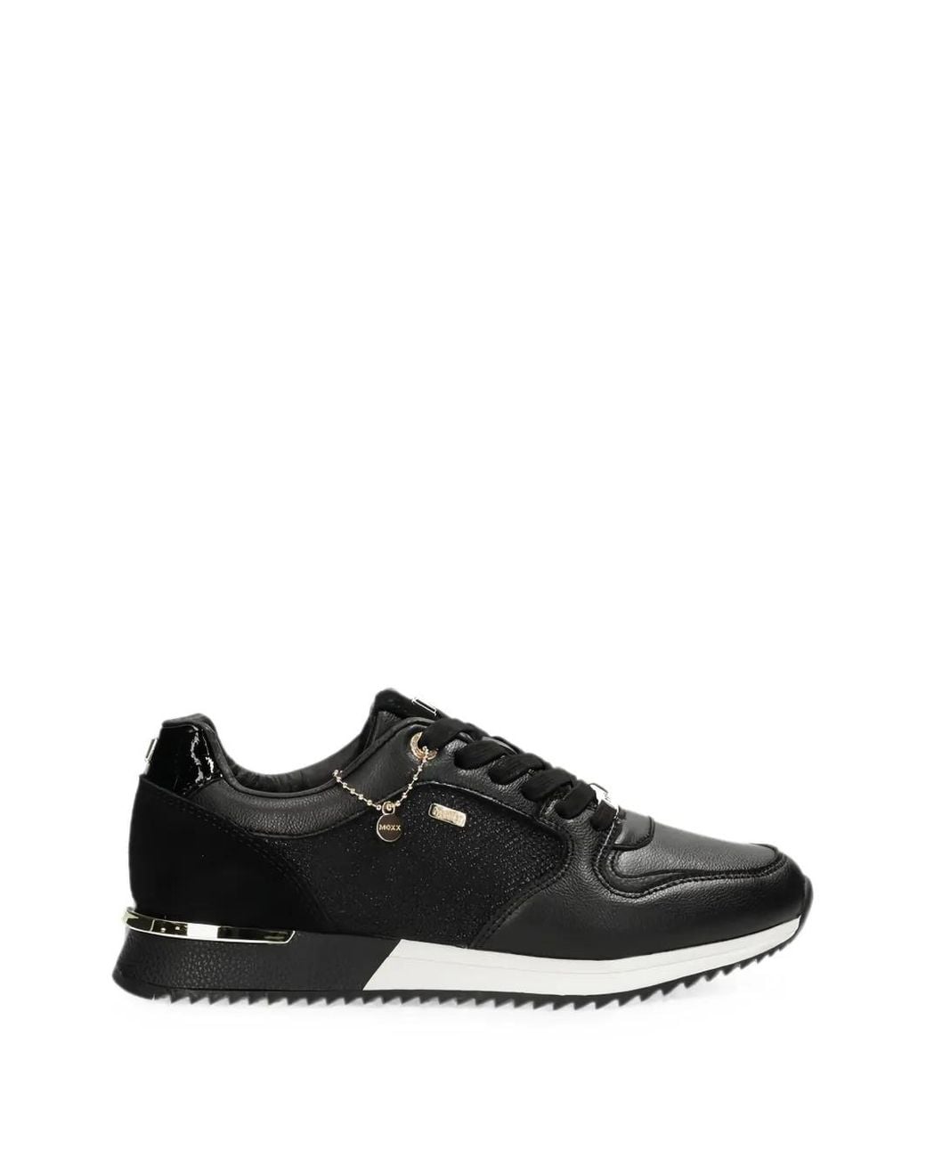 Mexx Black Glitter-Panelled Charm-Detail Sneakers