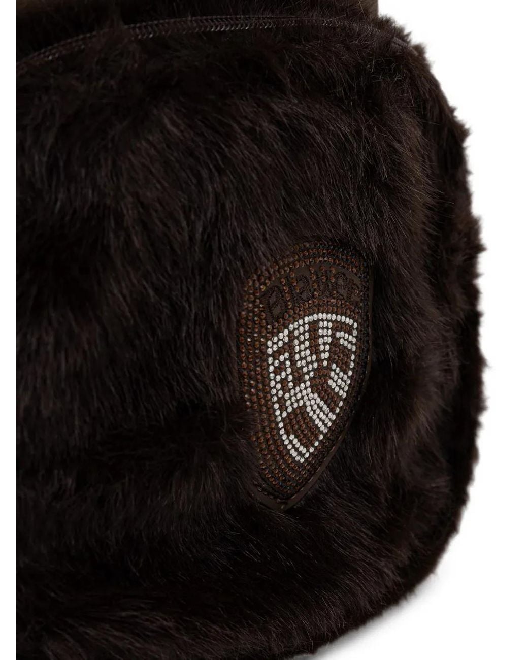 Blauer Black Faux-Fur Logo-Patch Backpack
