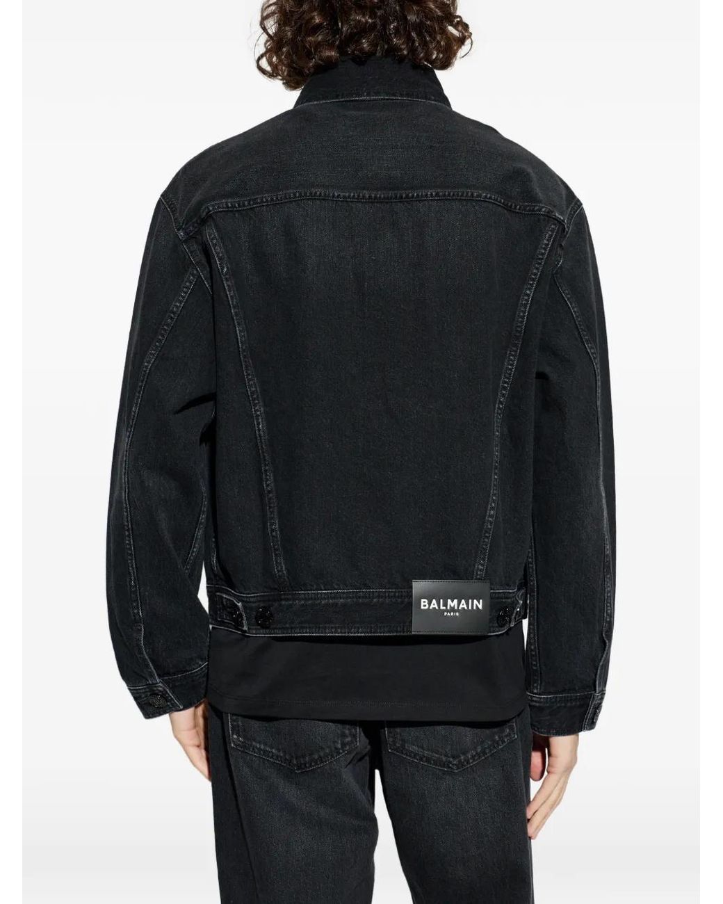 Balmain Black Button-Up Denim Jacket for men