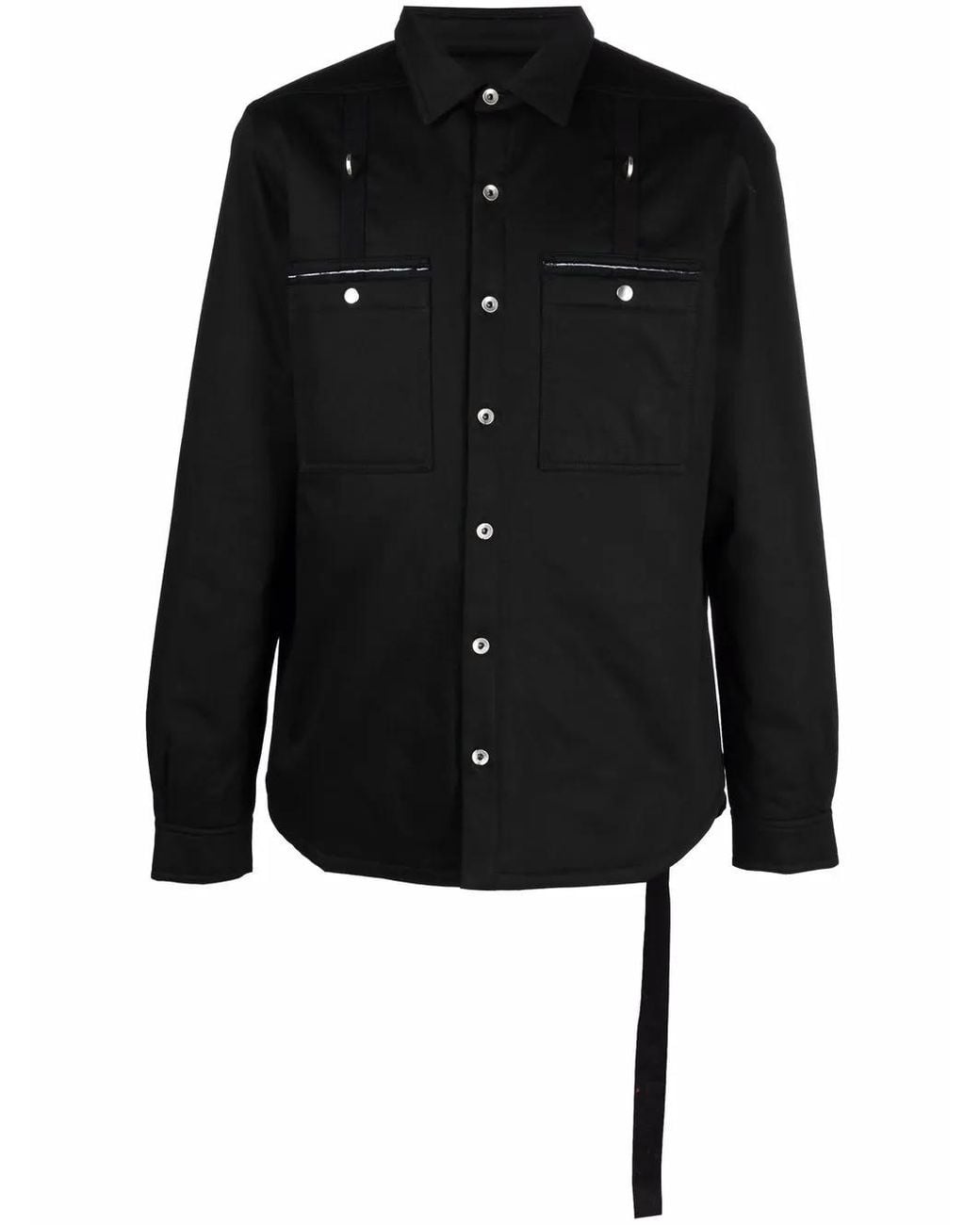 Rick Owens Black Cotton Shirt Jacket for men