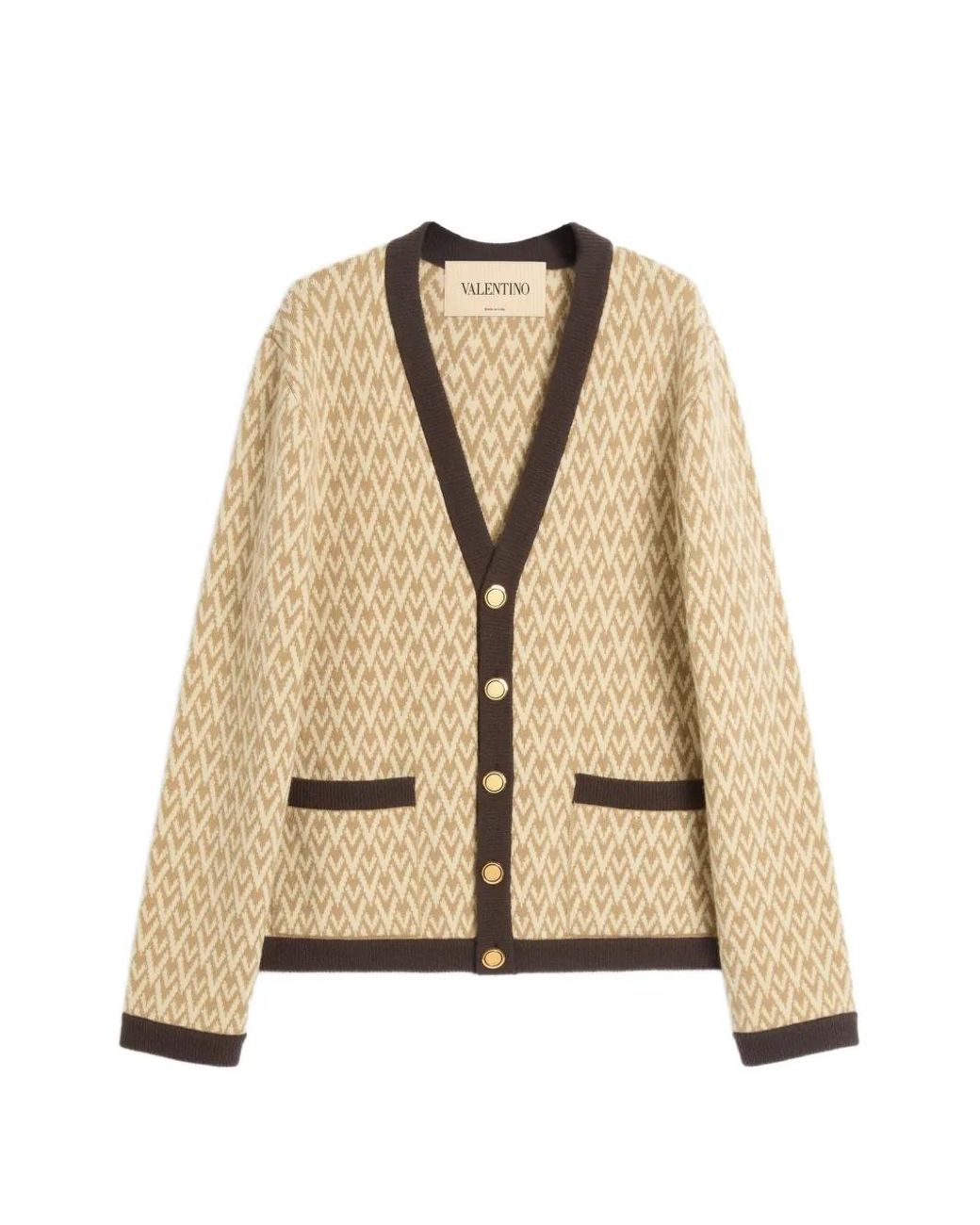 Valentino Garavani Natural Cardigan With Toute La V Pattern for men