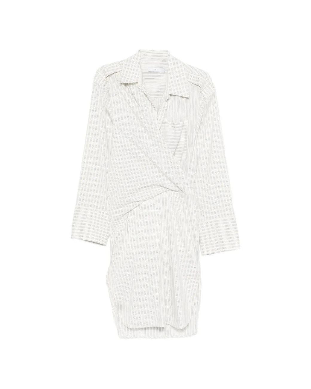 IRO White Lazul Striped Wrap Mini Shirt Dress