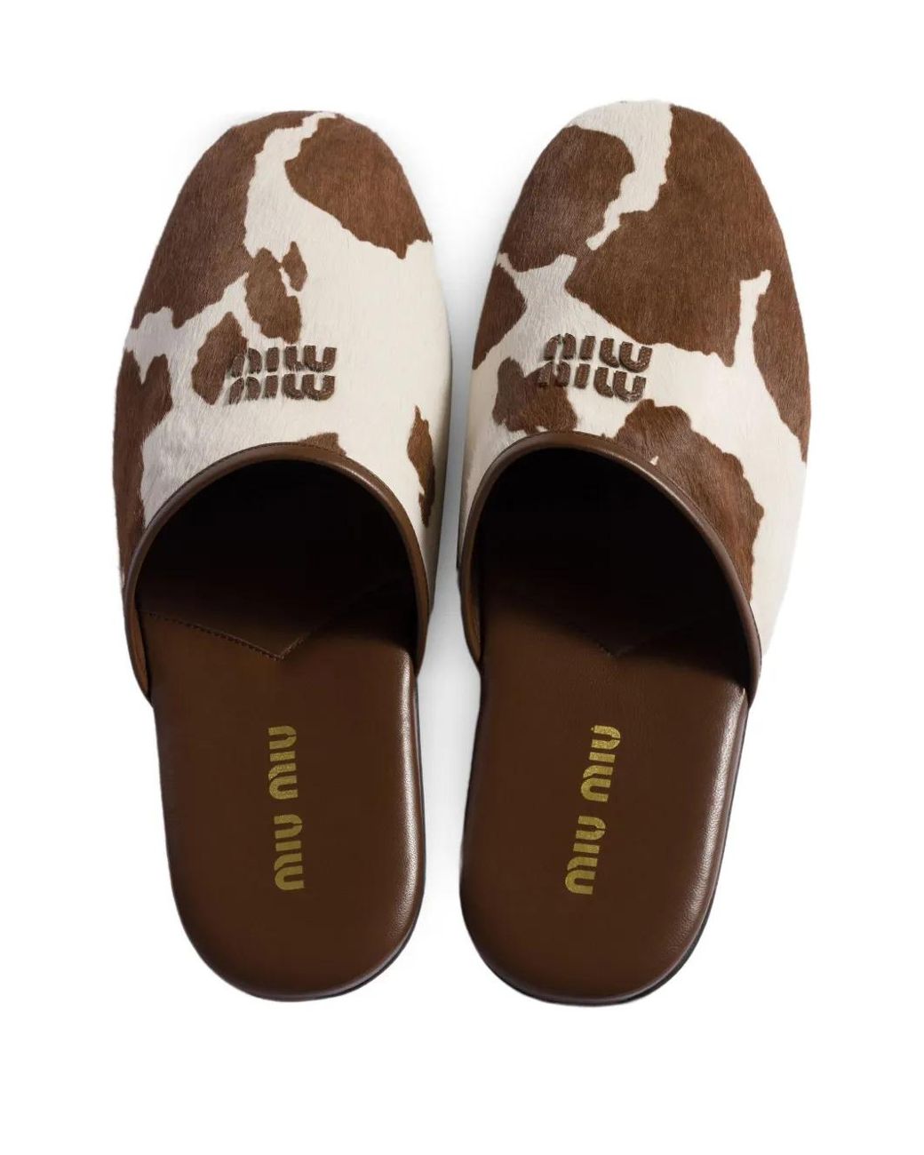 Mules Lettering Miu Miu Mules À Plaque Logo in Brown | Lyst UK