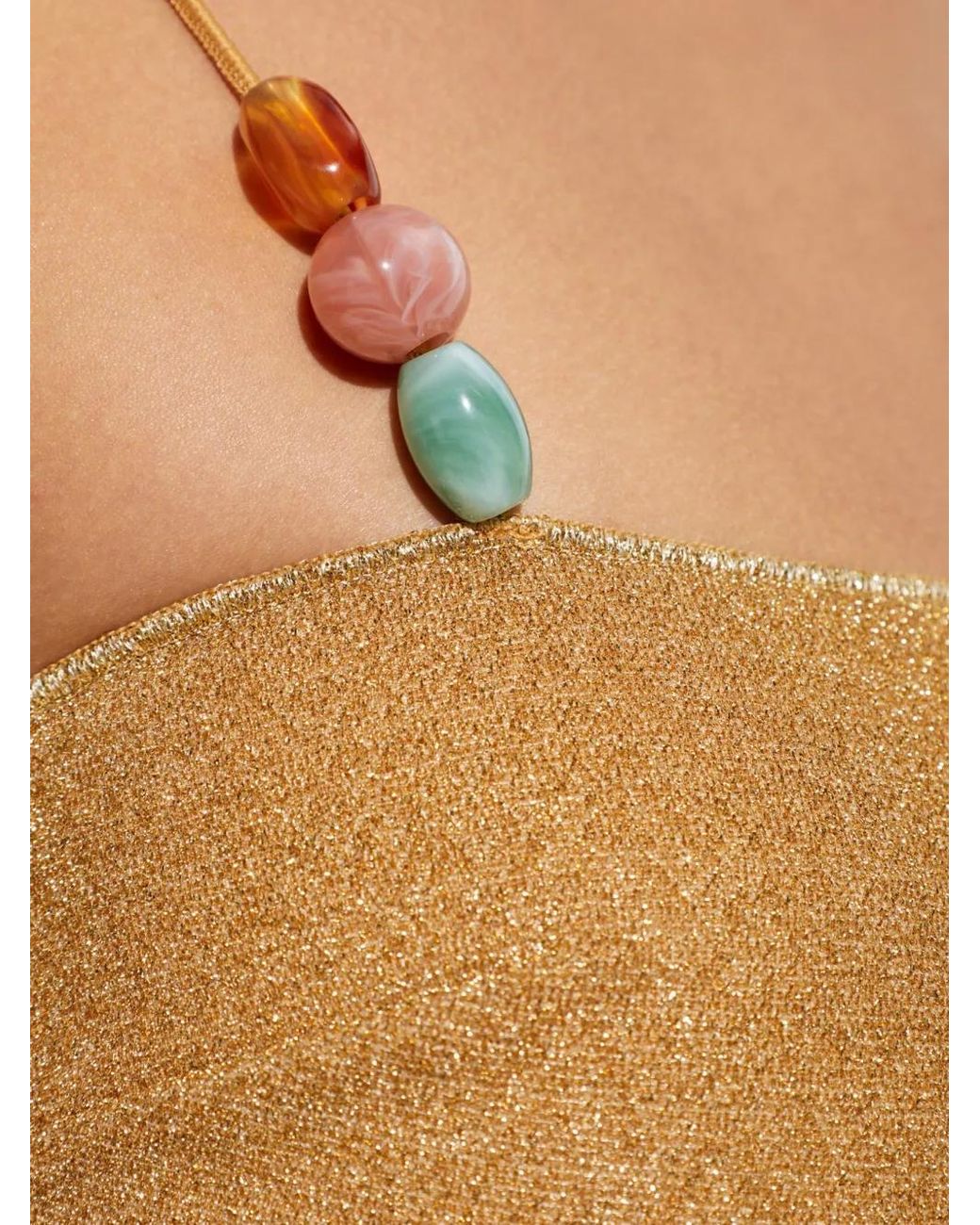 Oseree White Bead-Embellished Bikini