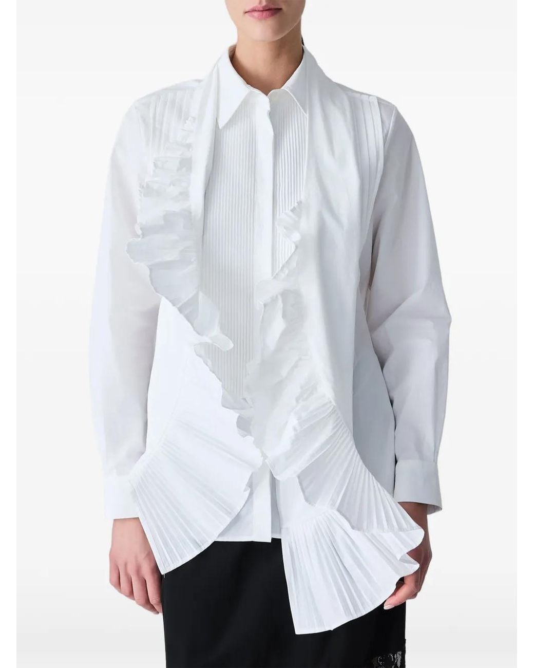 Vera Wang White Plissierte Krawatte Mit Rüschen