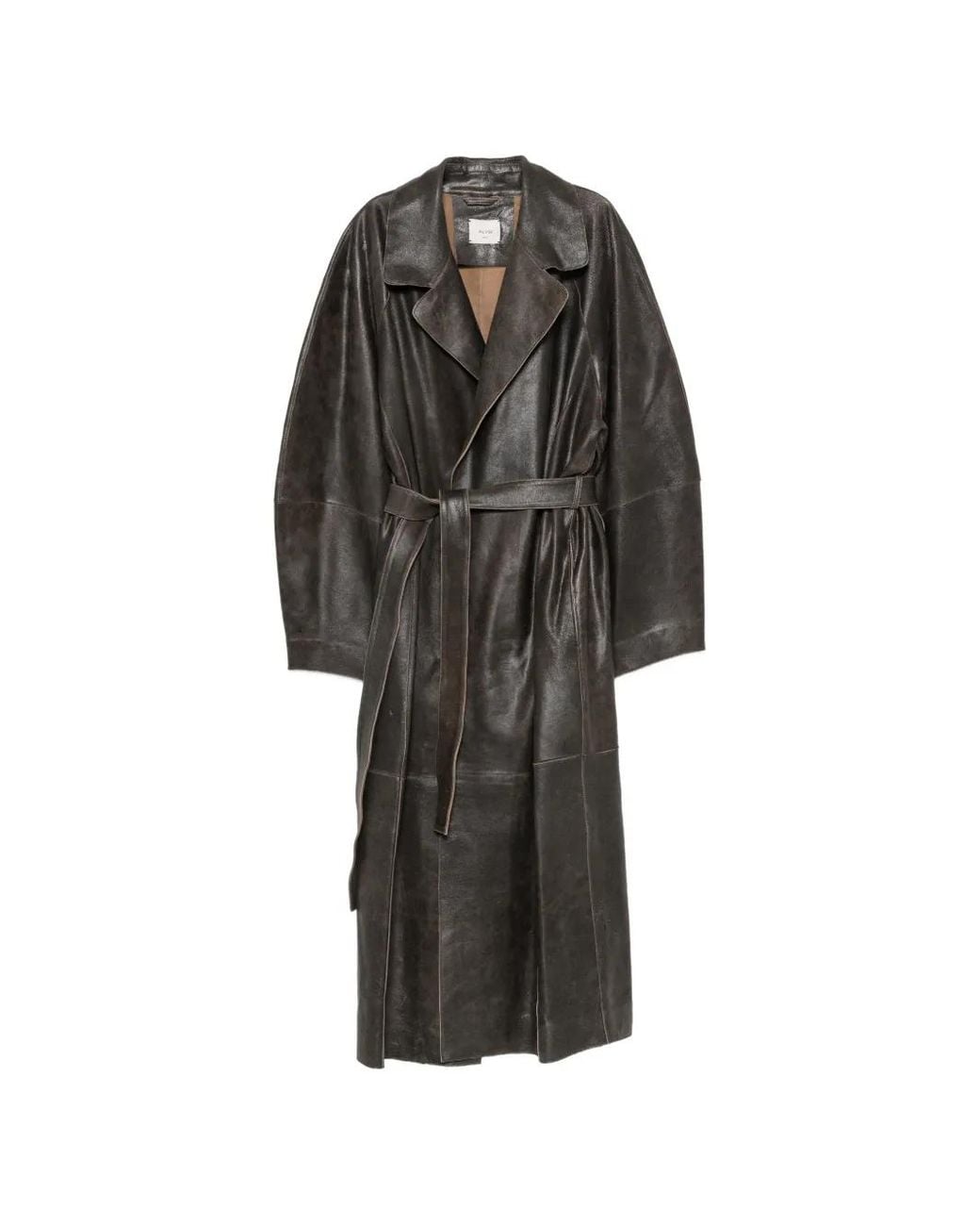 Alysi Black Belted Notched-Lapel Coat
