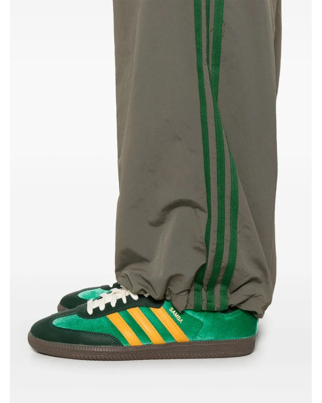 Adidas Green X Brain Dead Flocked-Logo Trousers for men