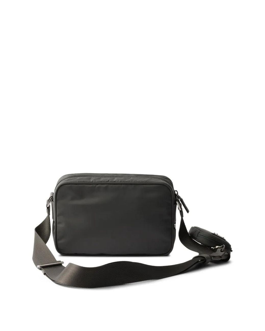 Prada Black Zip Pouch Woven Strap Shoulder Bag