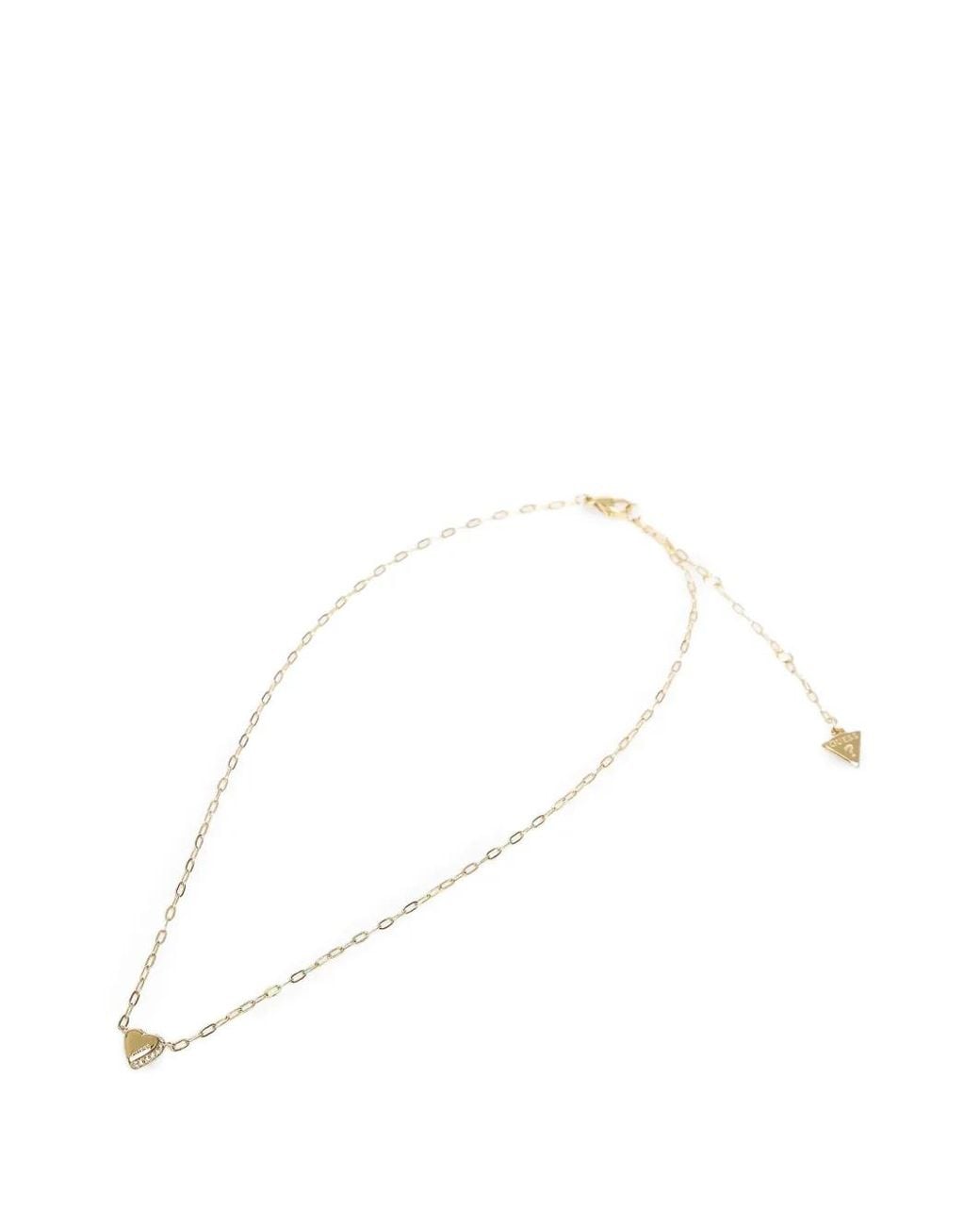 Guess Metallic Crystal-Embellished Heart-Pendant Necklace
