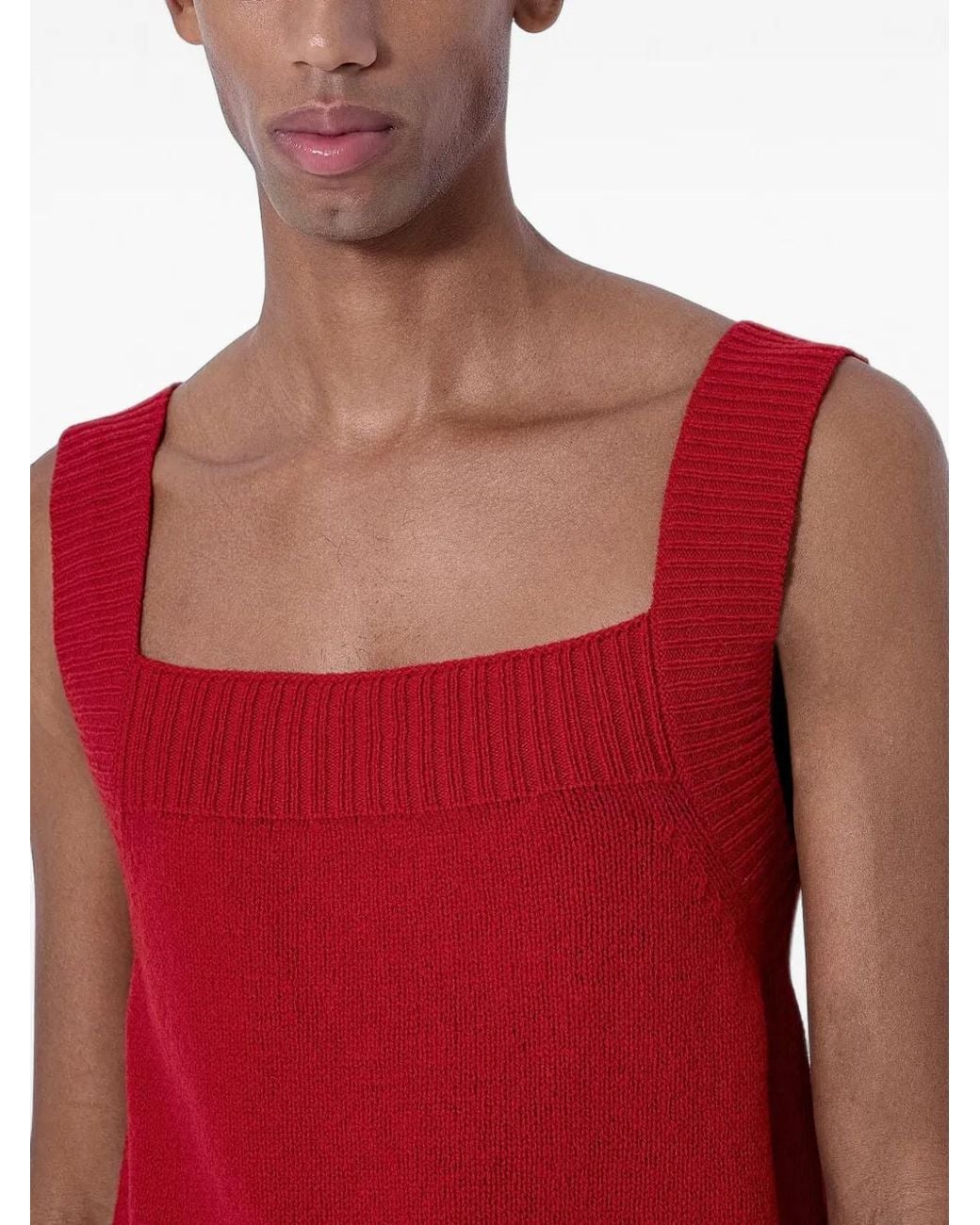 Prada Red Shetland Wool Tank Top for men