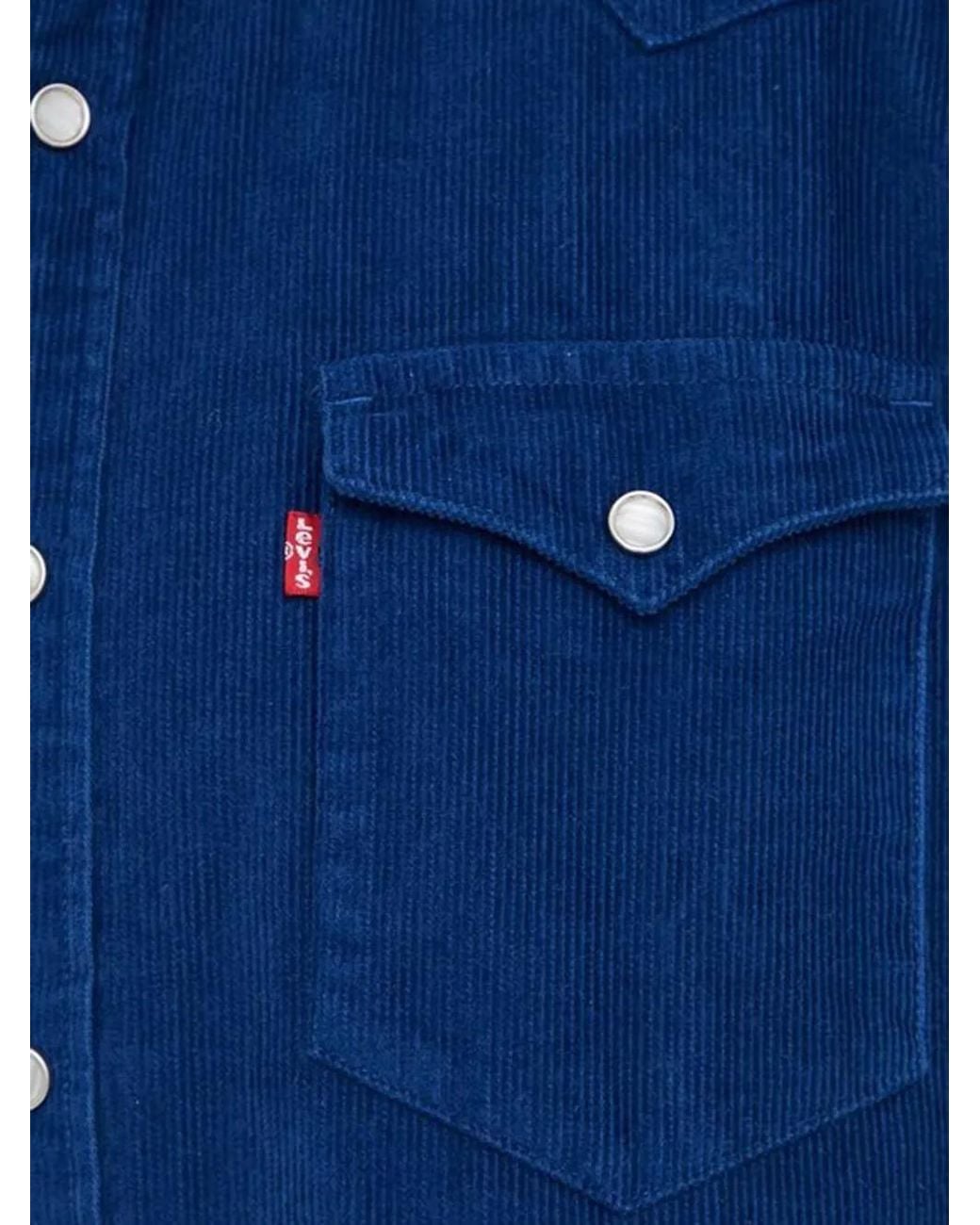 Levi's Blue Barstow Corduroy Buttoned Western Shirt for men