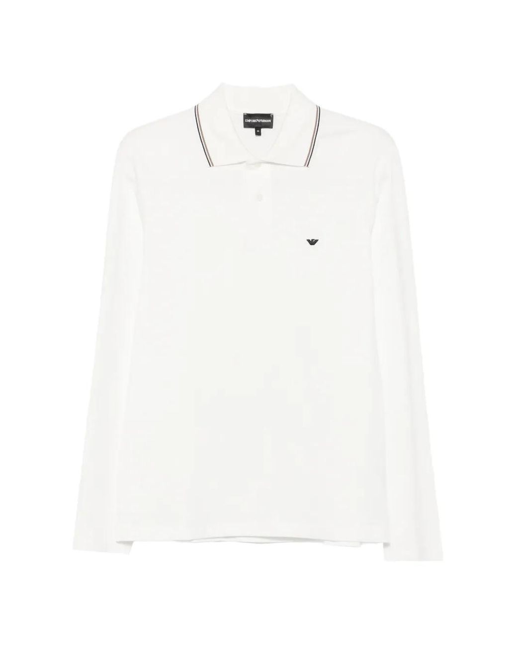 Emporio Armani White Logo Cotton Polo Shirt for men