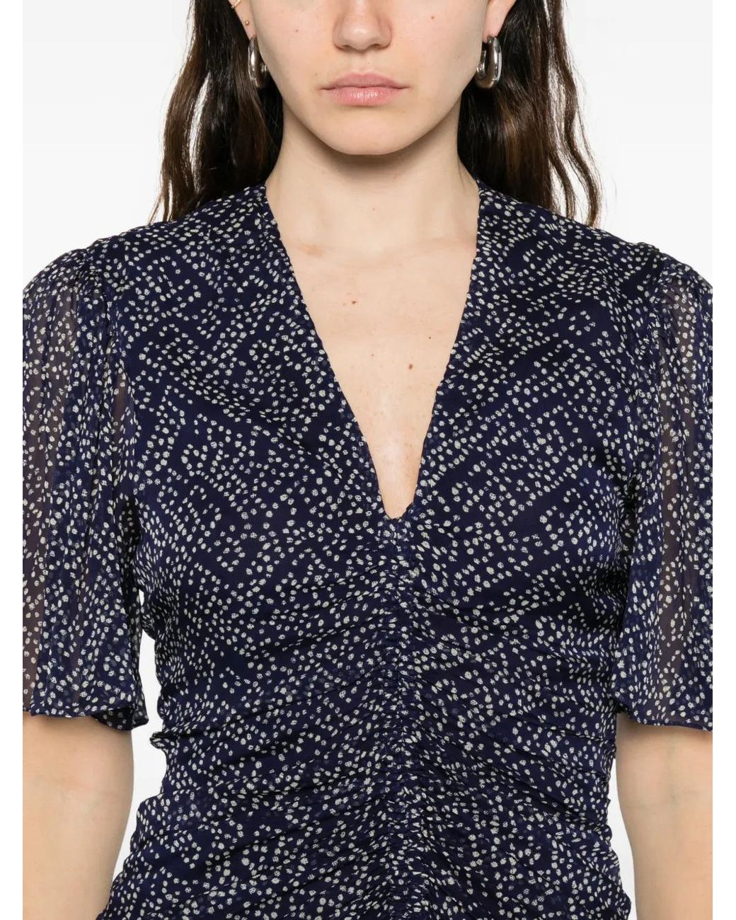 Isabel Marant Blue Vivienne Printed V-Neck Mini Dress