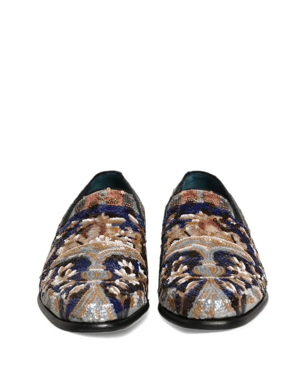 Dolce & Gabbana White Sequin-Embellished Embroidered Loafers for men