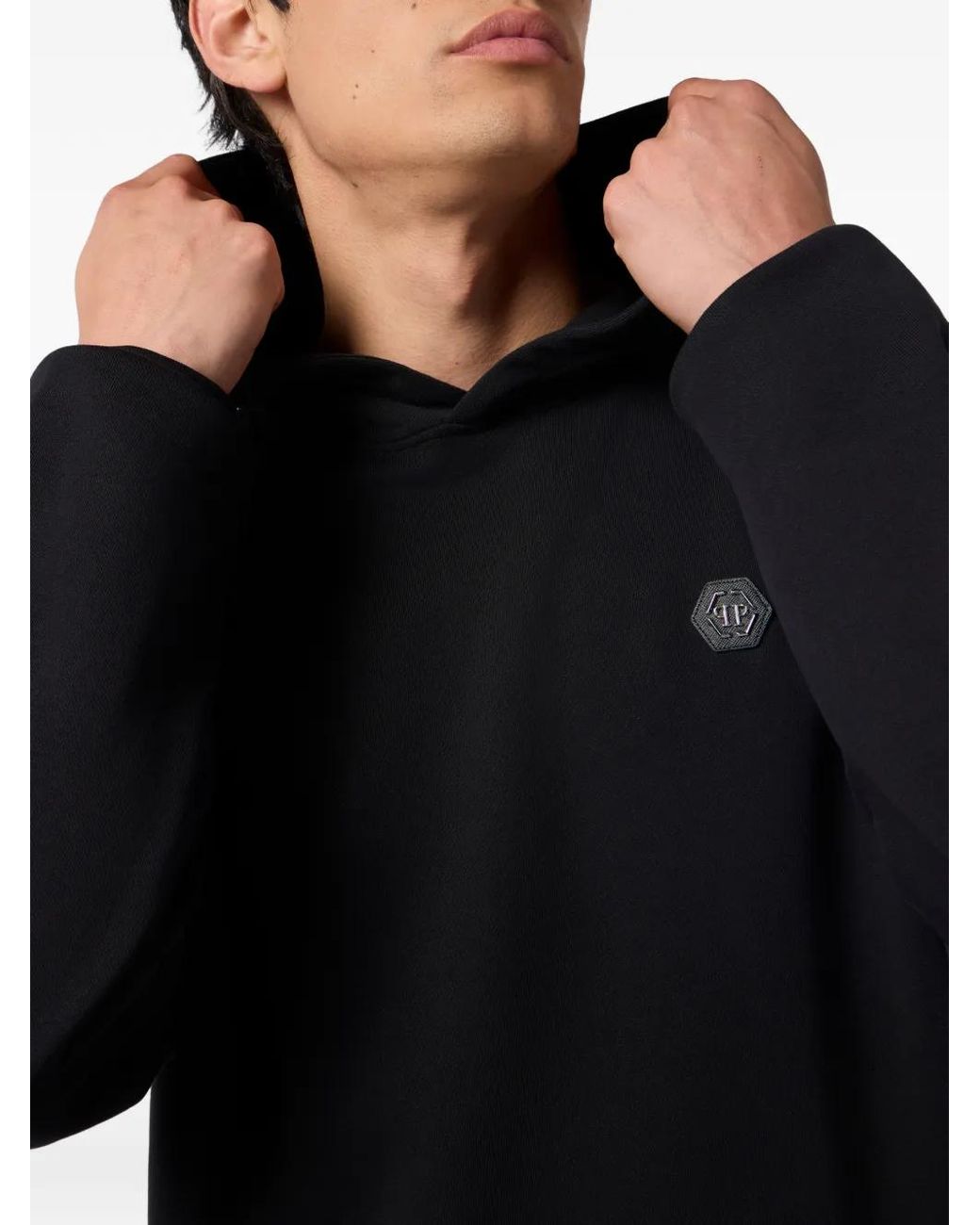 Philipp Plein Black Long-Sleeve Hoodie for men