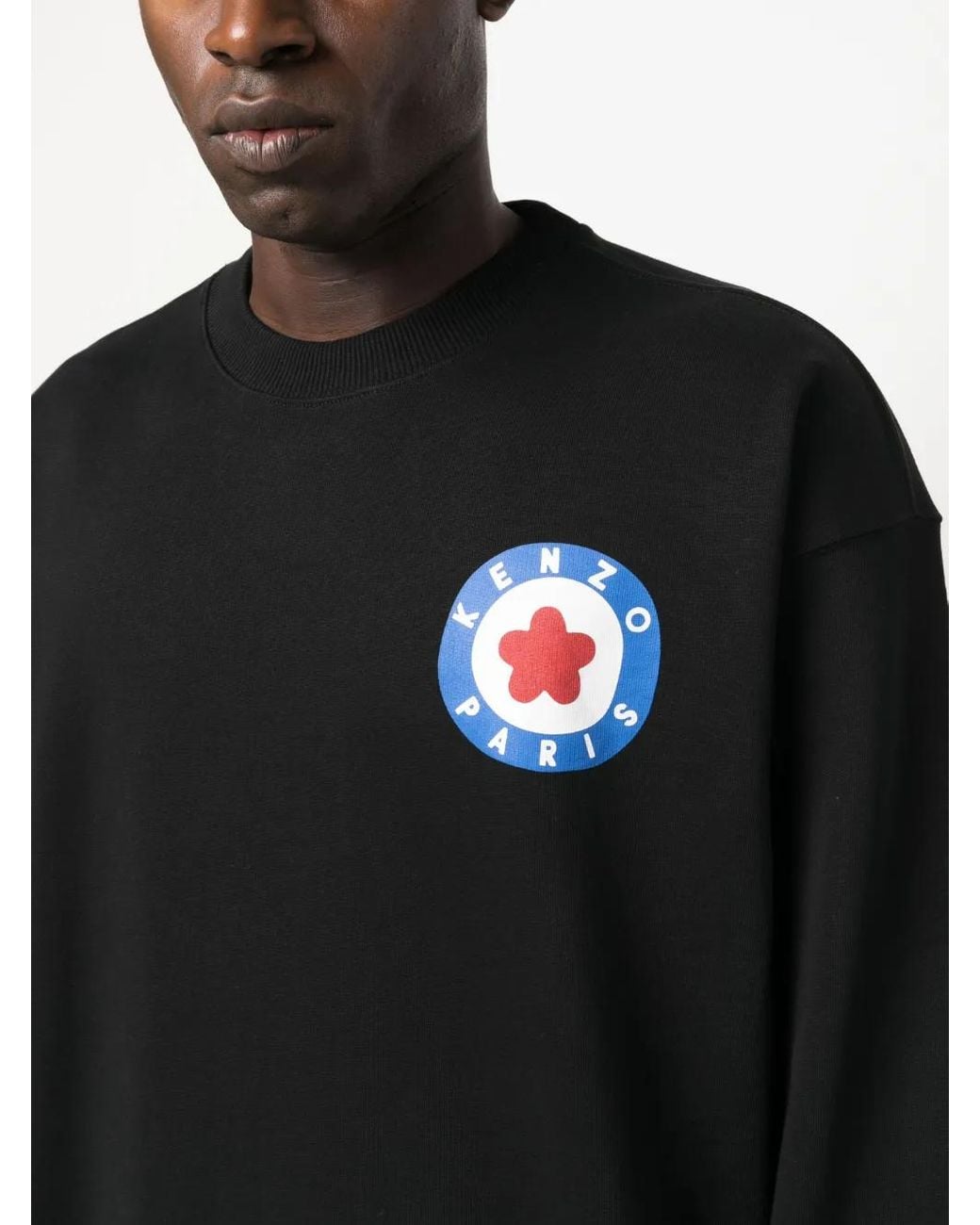 KENZO Black Cotton Sweatshirt With Logo Print for men