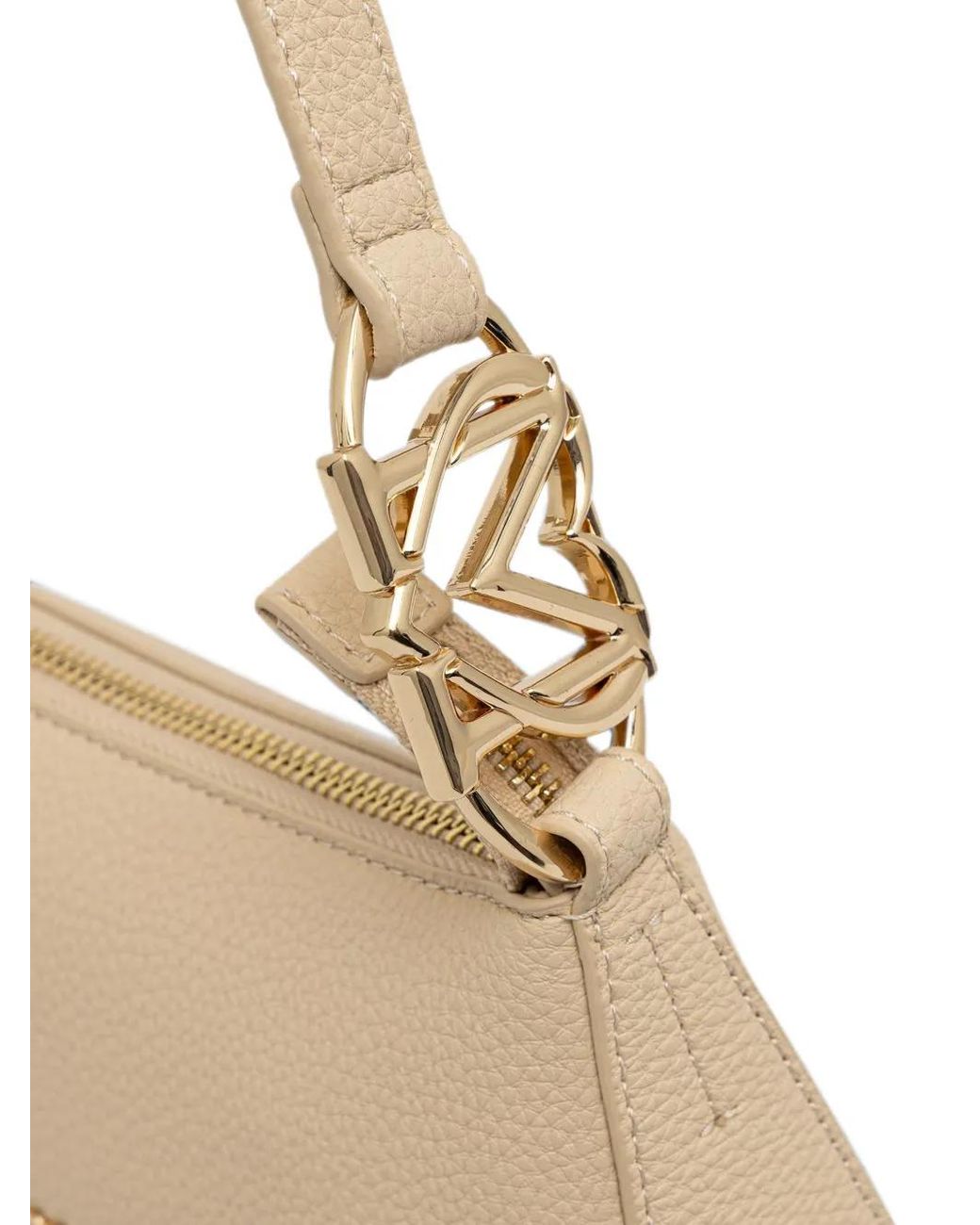Love Moschino Natural Logo-Plaque Pebbled Shoulder Bag