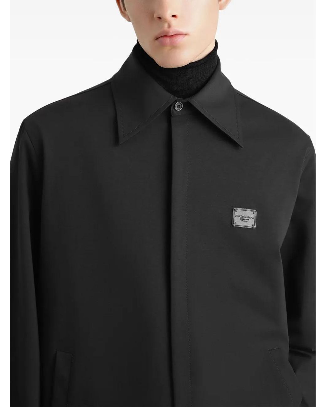 Dolce & Gabbana Black Logo-Plaque Shirt Jacket for men