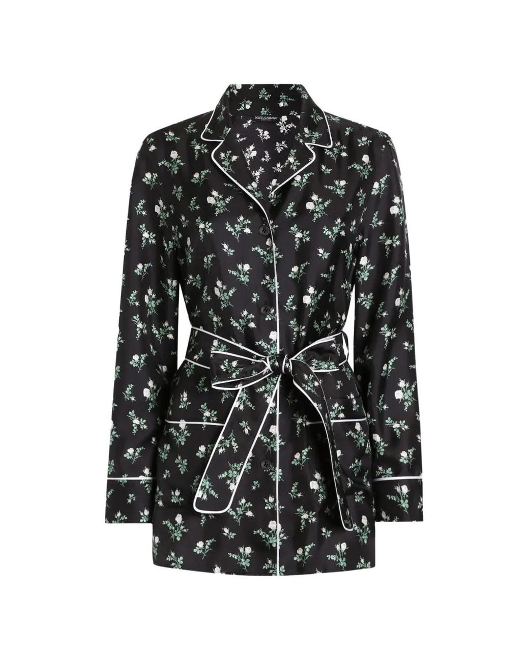 Dolce & Gabbana Black Roses And Lilies Of The Valley-Print Twill Shirt