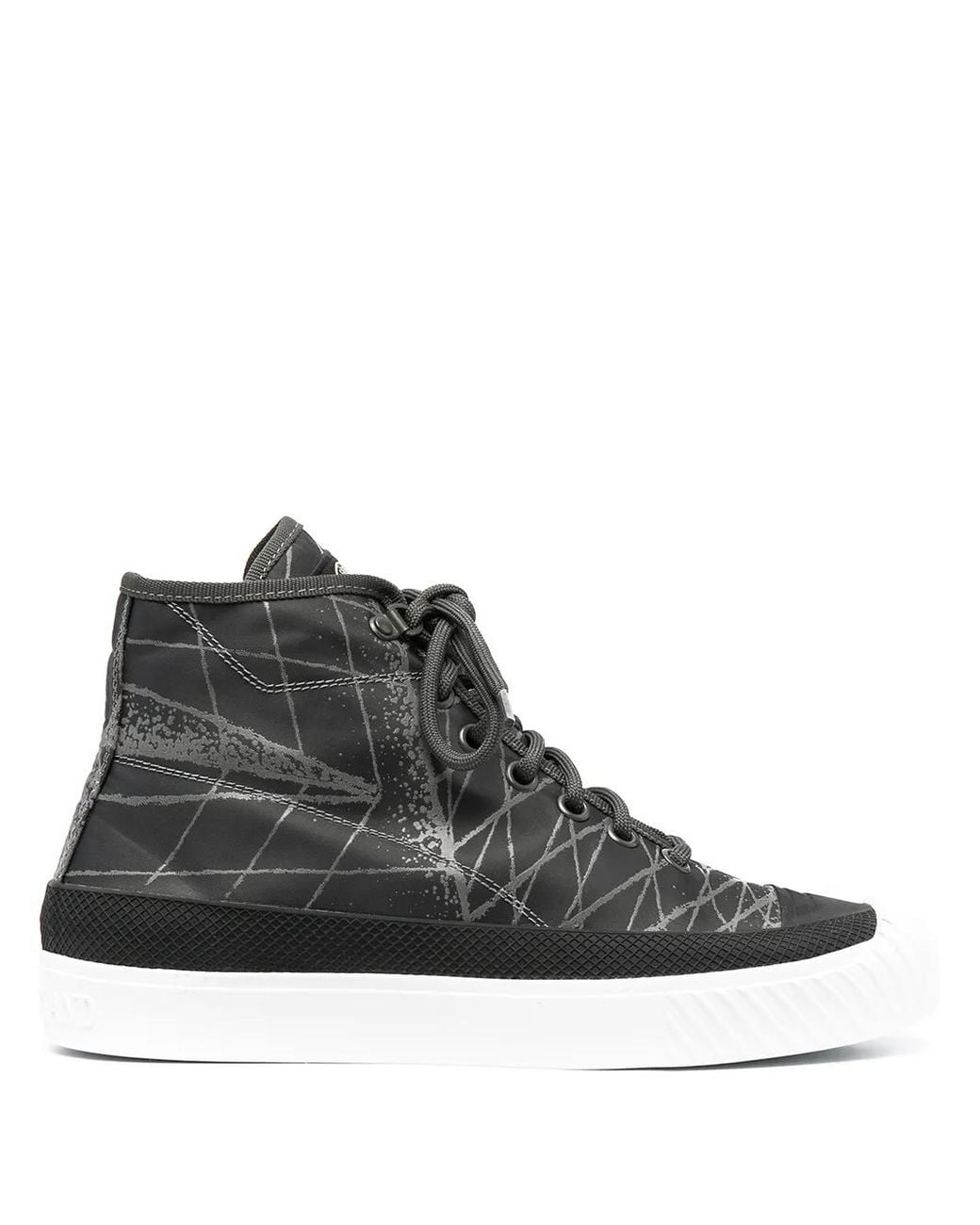 Stone Island Black Abstract-Print High-Top Sneakers for men