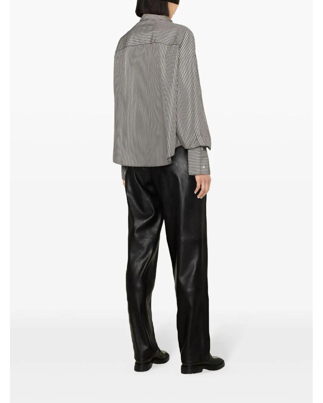 Camisa Corta A Rayas AMI de color Gray