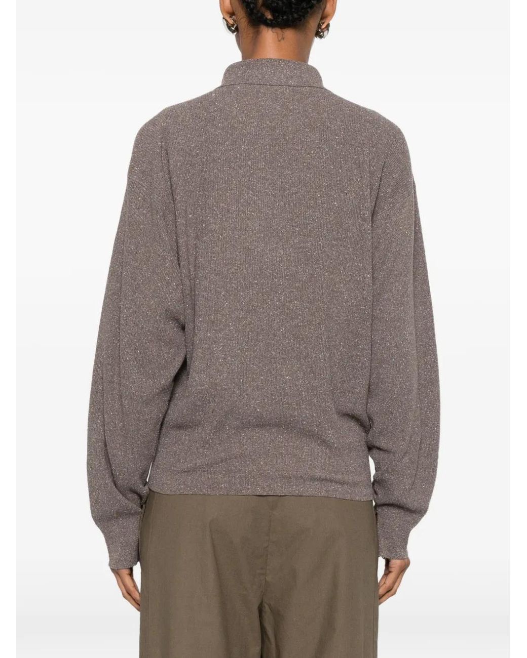 Calvin Klein Brown Helga Ribbed-Knit Polo Shirt