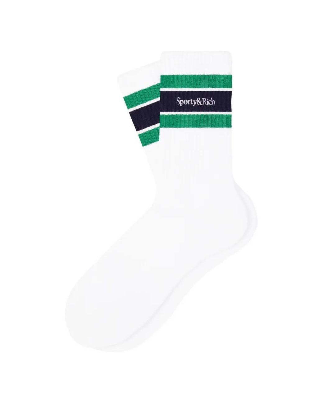 Sporty & Rich Blue Logo-Embroidered Striped Socks