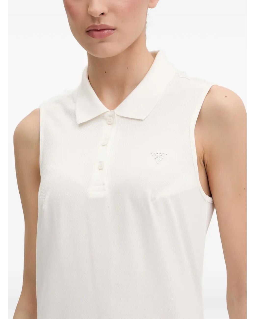 Guess White Sleeveless Polo Dress