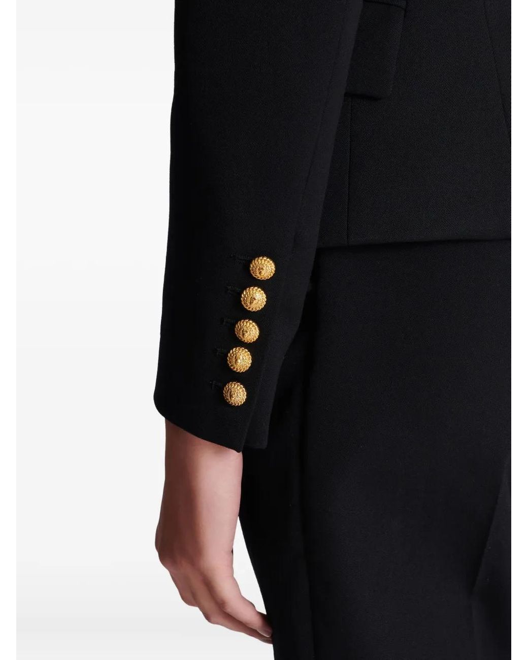 Balmain Black Grain-De-Poudre Double-Breasted Fitted Jacket