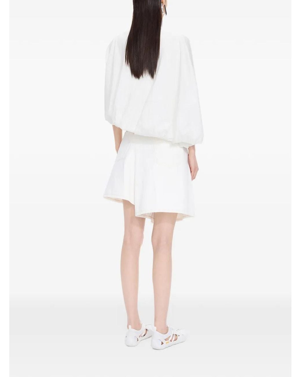 JNBY White Puffball-Hem Top