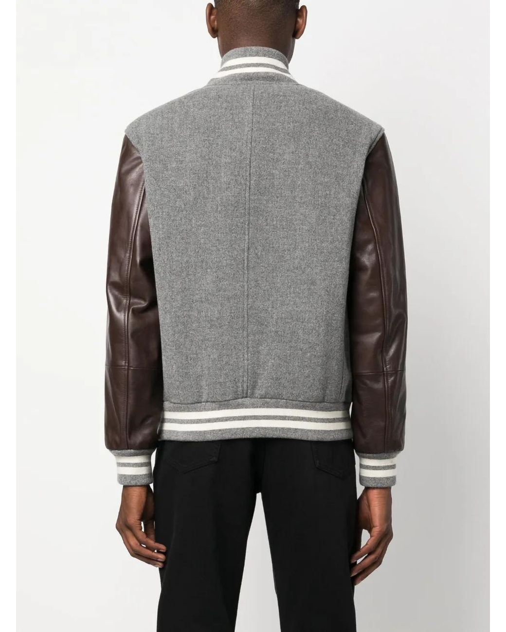 Brunello Cucinelli Gray Patch-Lettering Bomber Jacket for men