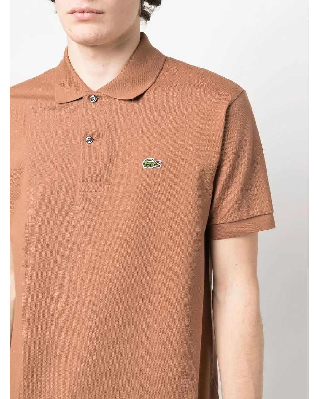 Lacoste Brown Logo-Patch Polo Shirt for men