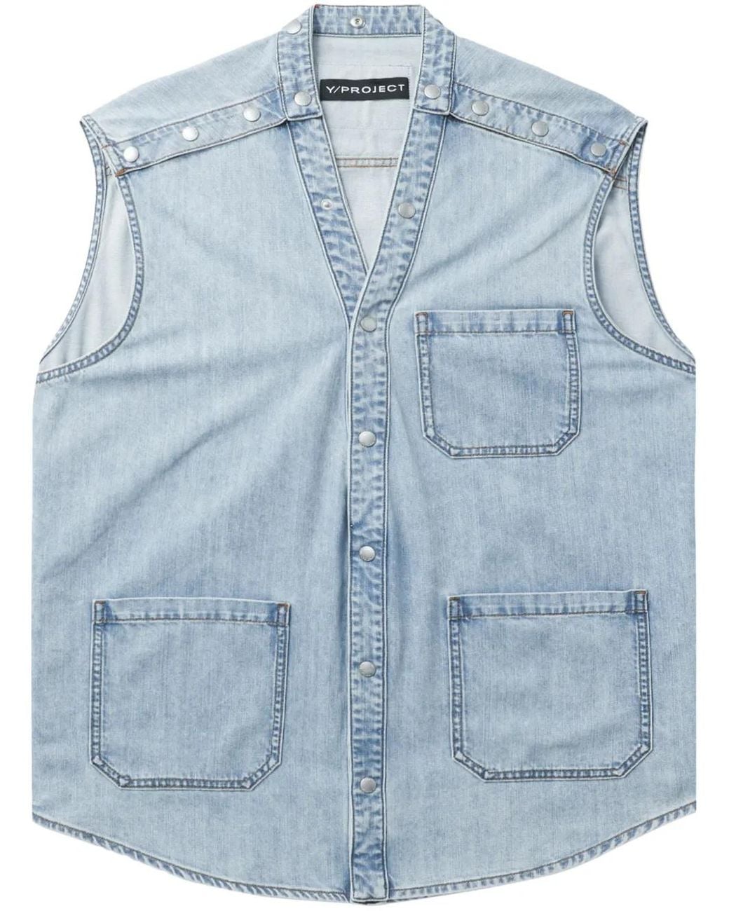 Y. Project Blue Patch Pocket Detailing Denim Vest