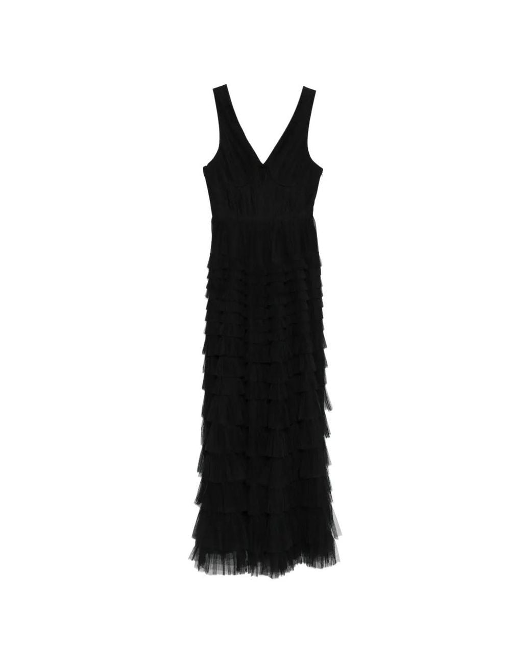 Twinset Black Ruffled V-Neck Dress