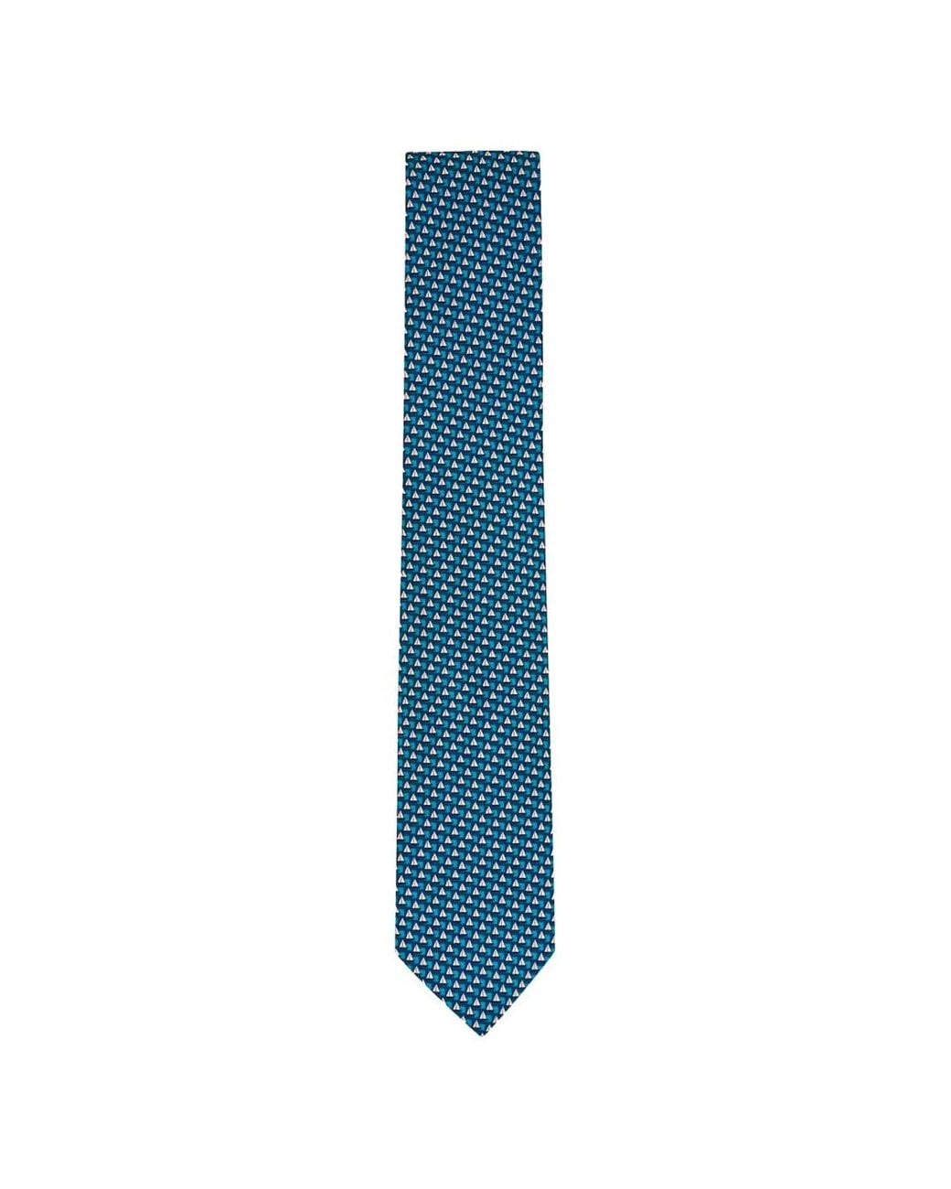 Zegna Blue Sailboat-Print Silk Tie for men