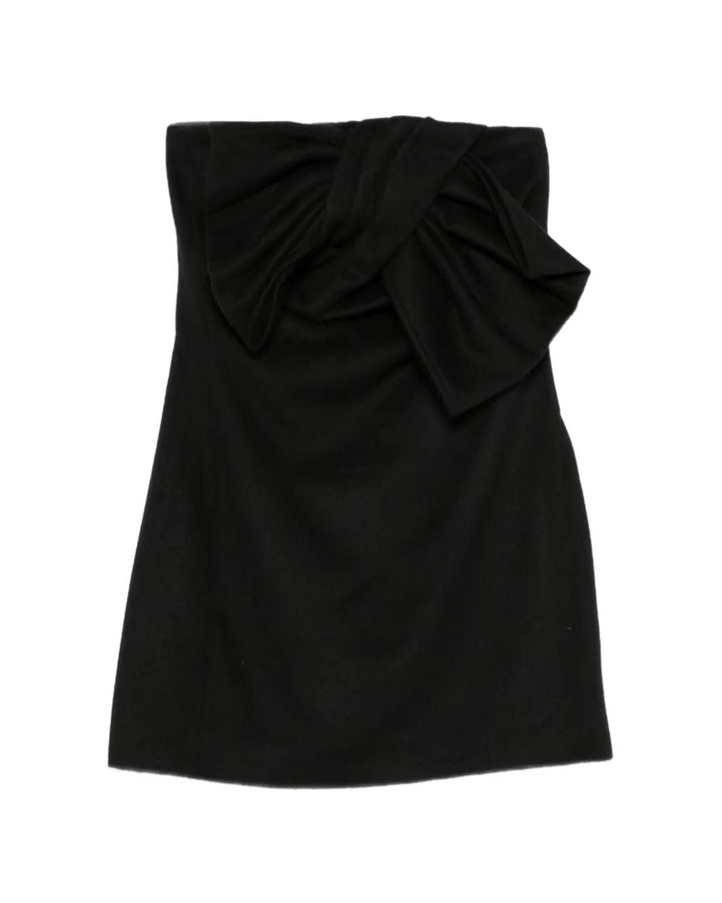 7 For All Mankind Black Bow-Detail Strapless Mini Dress