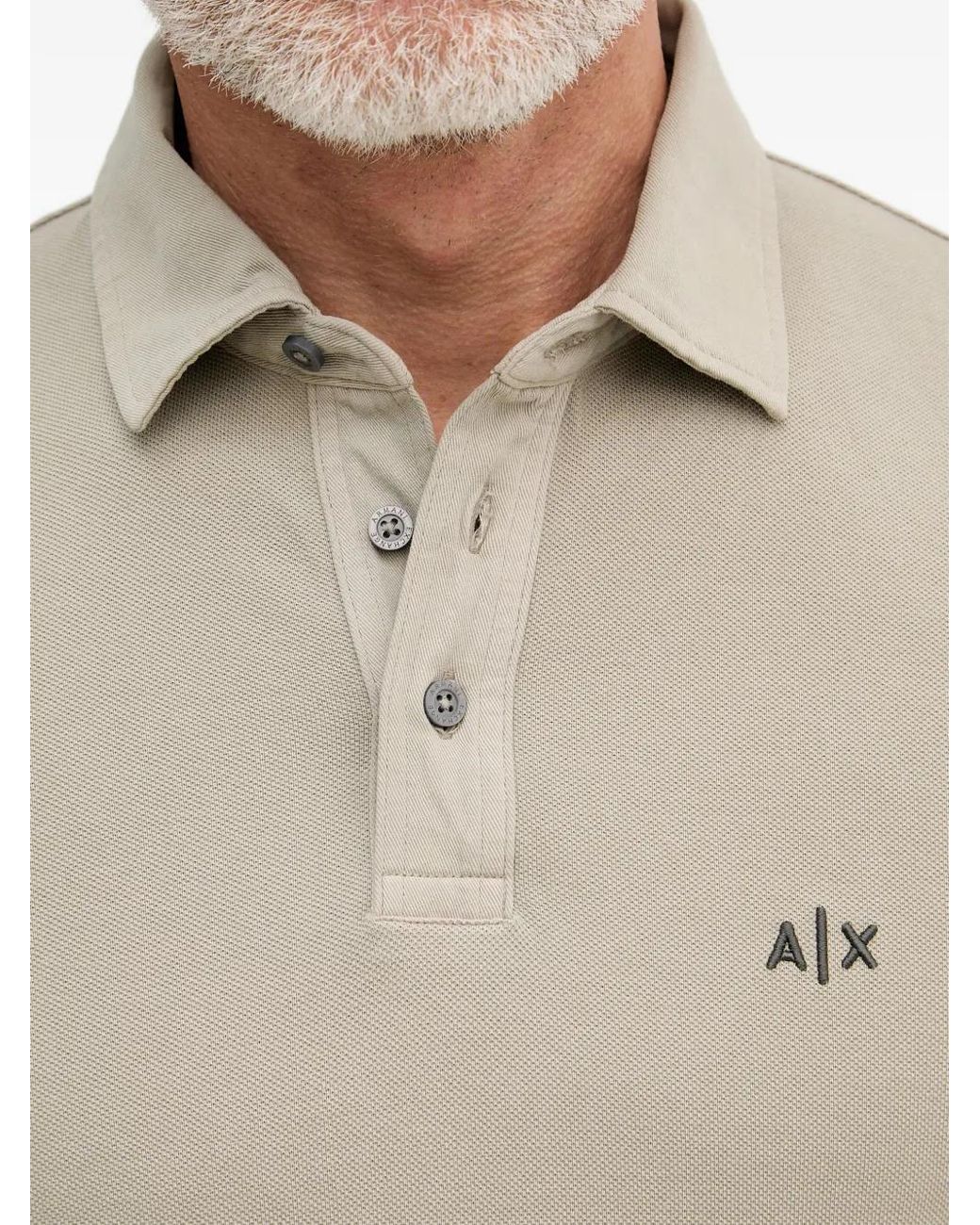 ARMANI EXCHANGE White Logo-Embroidered Polo Shirt for men