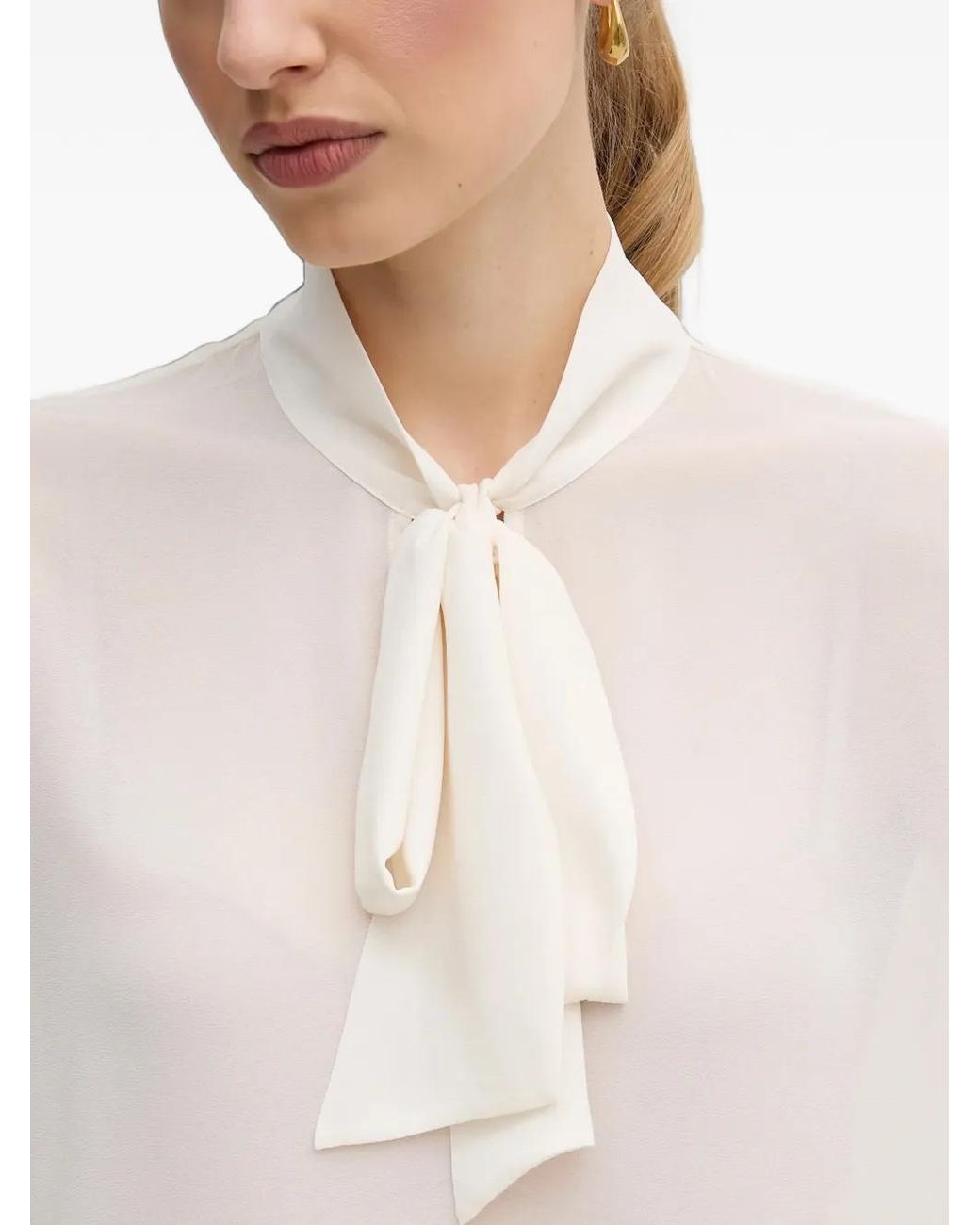 Ouí White Ruffled Tie Blouse