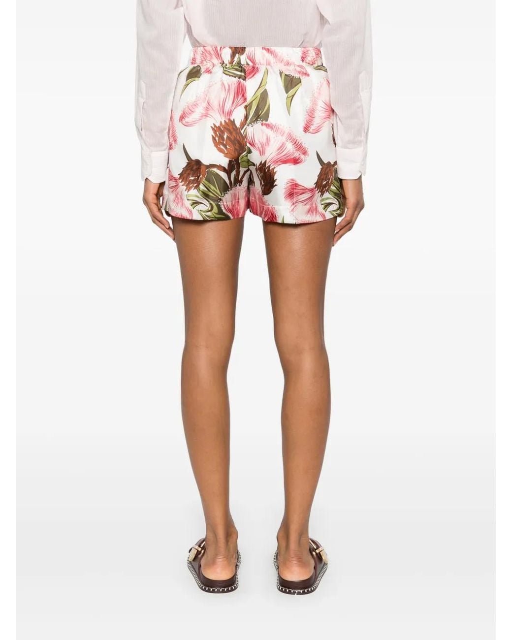 P.A.R.O.S.H. Pink Floral-Print Shorts