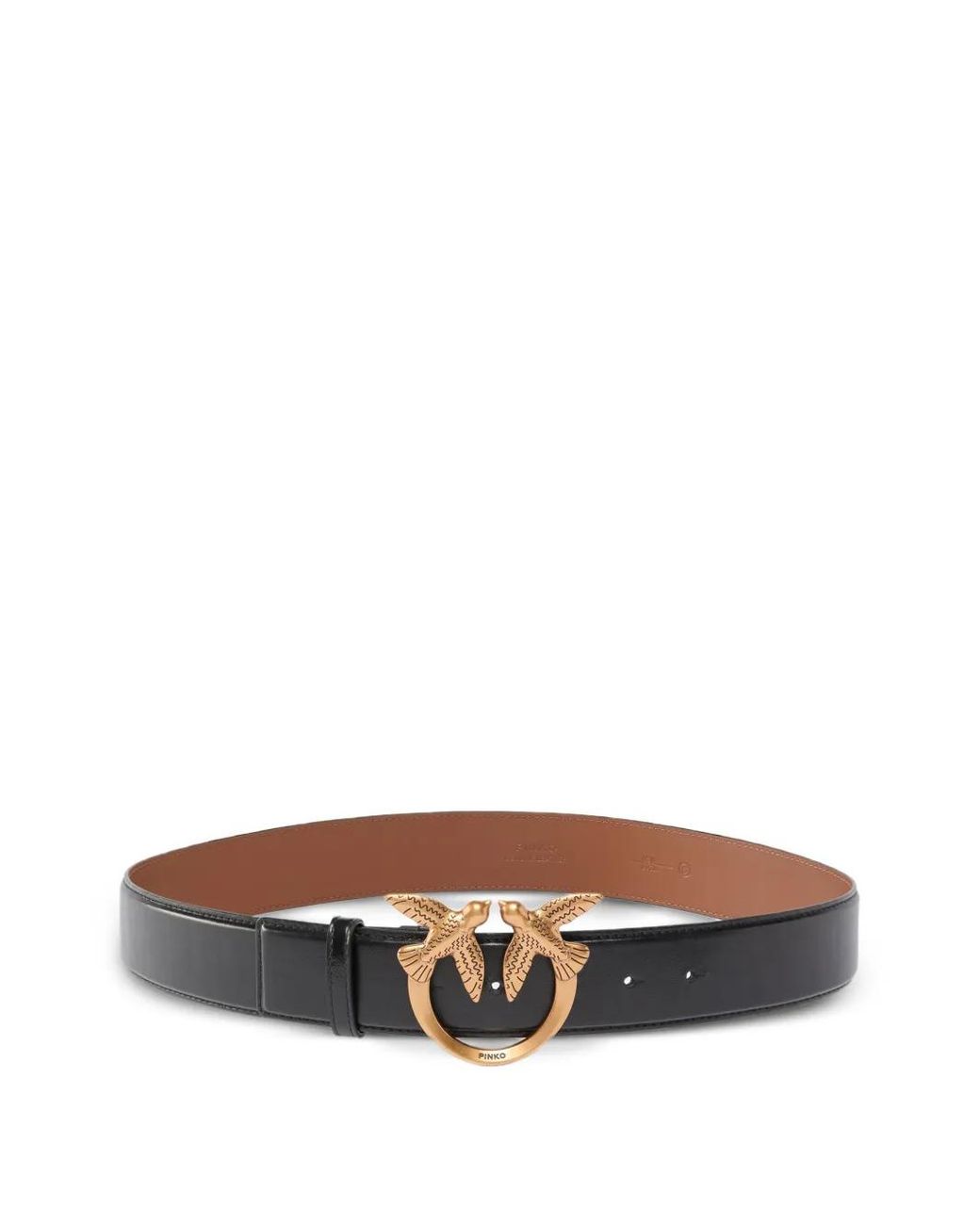 Pinko White Leather Belt With Love Birds Buckle 4Cm