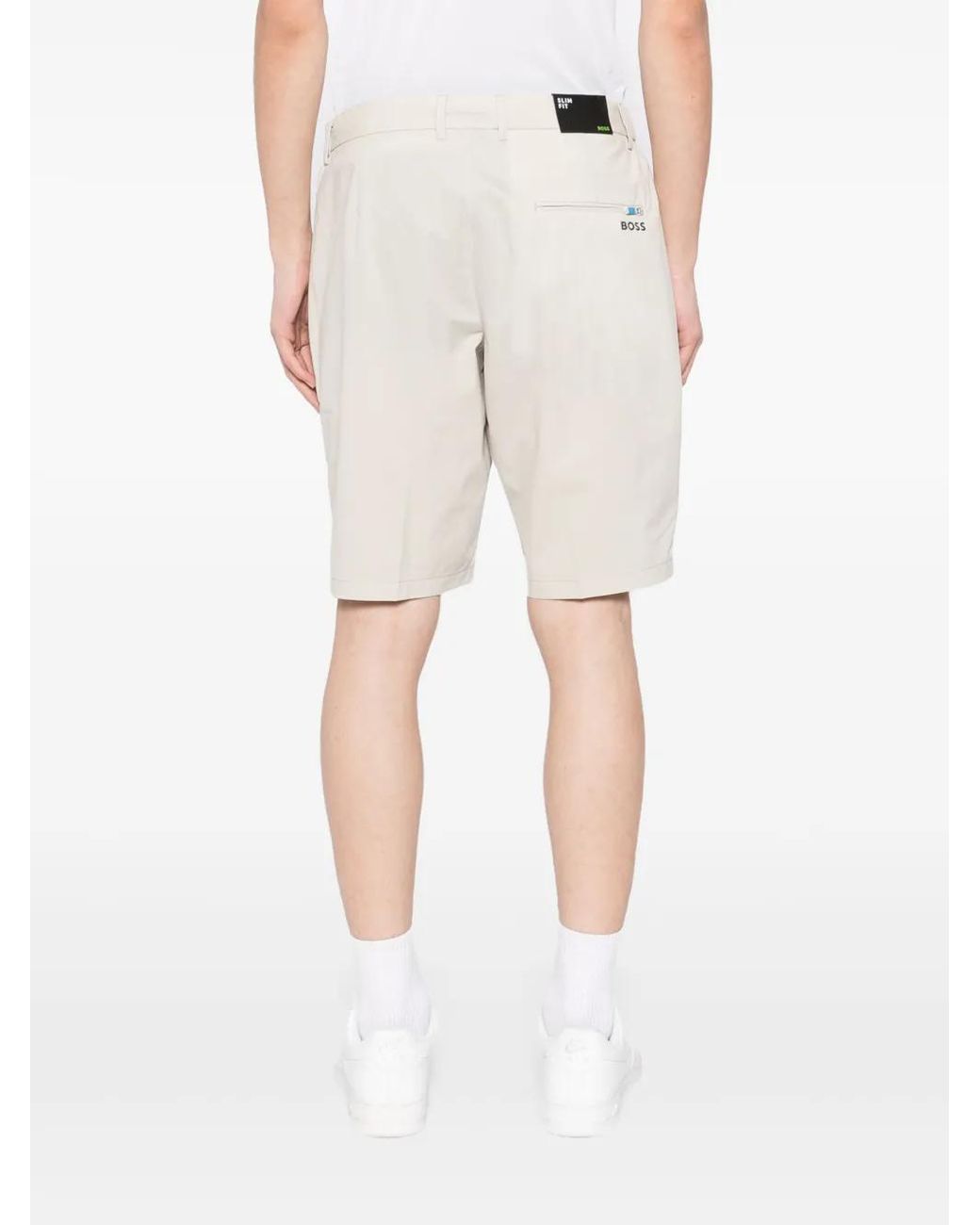 Boss White Silm-Fit Chino Shorts for men