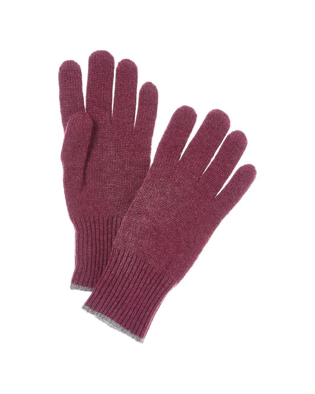 Brunello Cucinelli Purple Fine-Knit Ribbed-Cuff Gloves for men