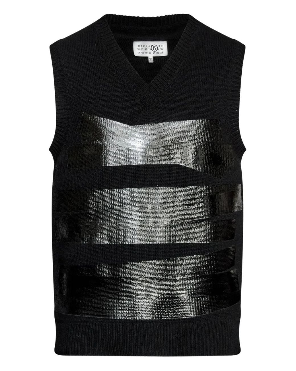 MM6 by Maison Margiela Black V-Neck Wool Vest for men