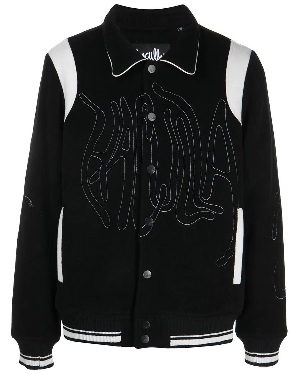 Haculla Black Embroidered-Logo Shirt Jacket for men