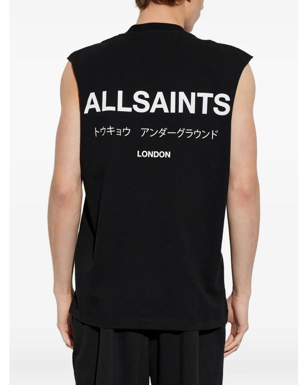 AllSaints Black Underground Sleeveless Vest for men