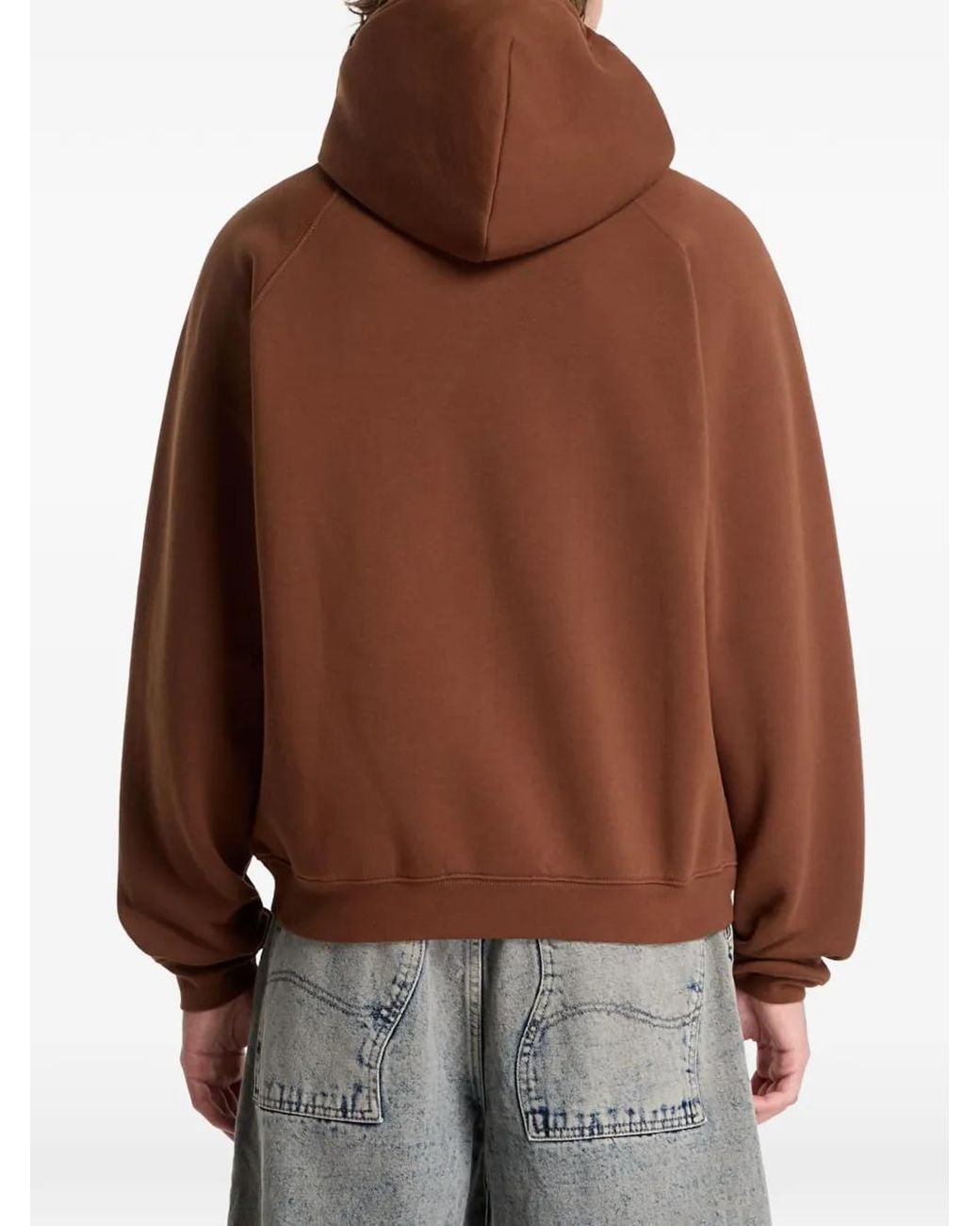 Dime Brown Cursive Logo-Embroidered Hoodie