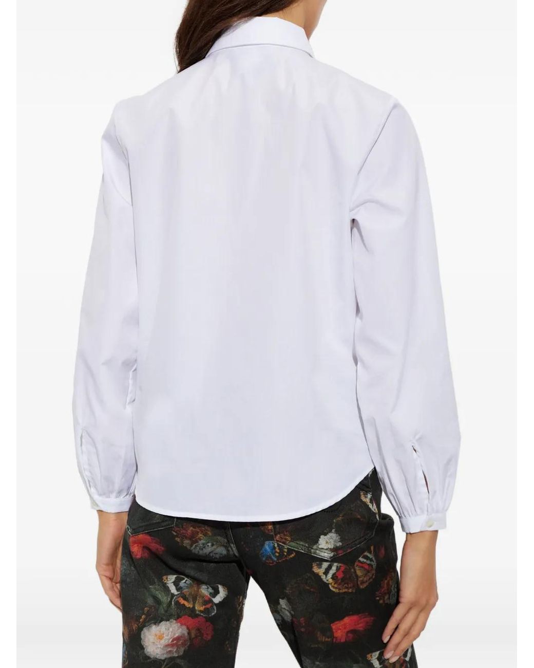 R13 White Ruffle-Trim Peter Pan-Collar Shirt